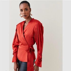 Karen Millen Viscose Satin String Shoulder Tie Jacket